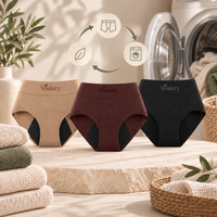 Culottes absorbantes Vostery abricot, rouge lavé et noire, lavables en machine