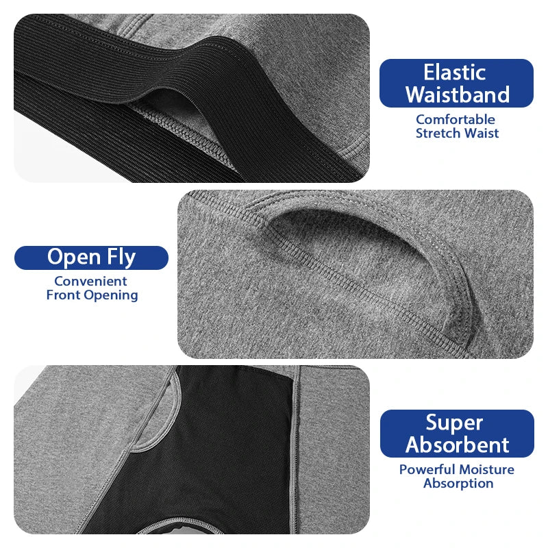 Ultra-Absorbent Incontinence Underwear Men Panties Maximum Absorbency Overnight Urinary Briefs Leak Protection Men Boxers