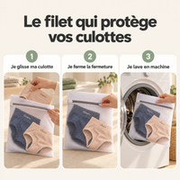 Filet de lavage Vostery en 3 étapes : glisser, fermer, laver en machine
