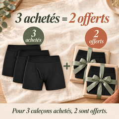 Offre boxer anti-fuites Vostery : 3 boxers achetés, 2 offerts